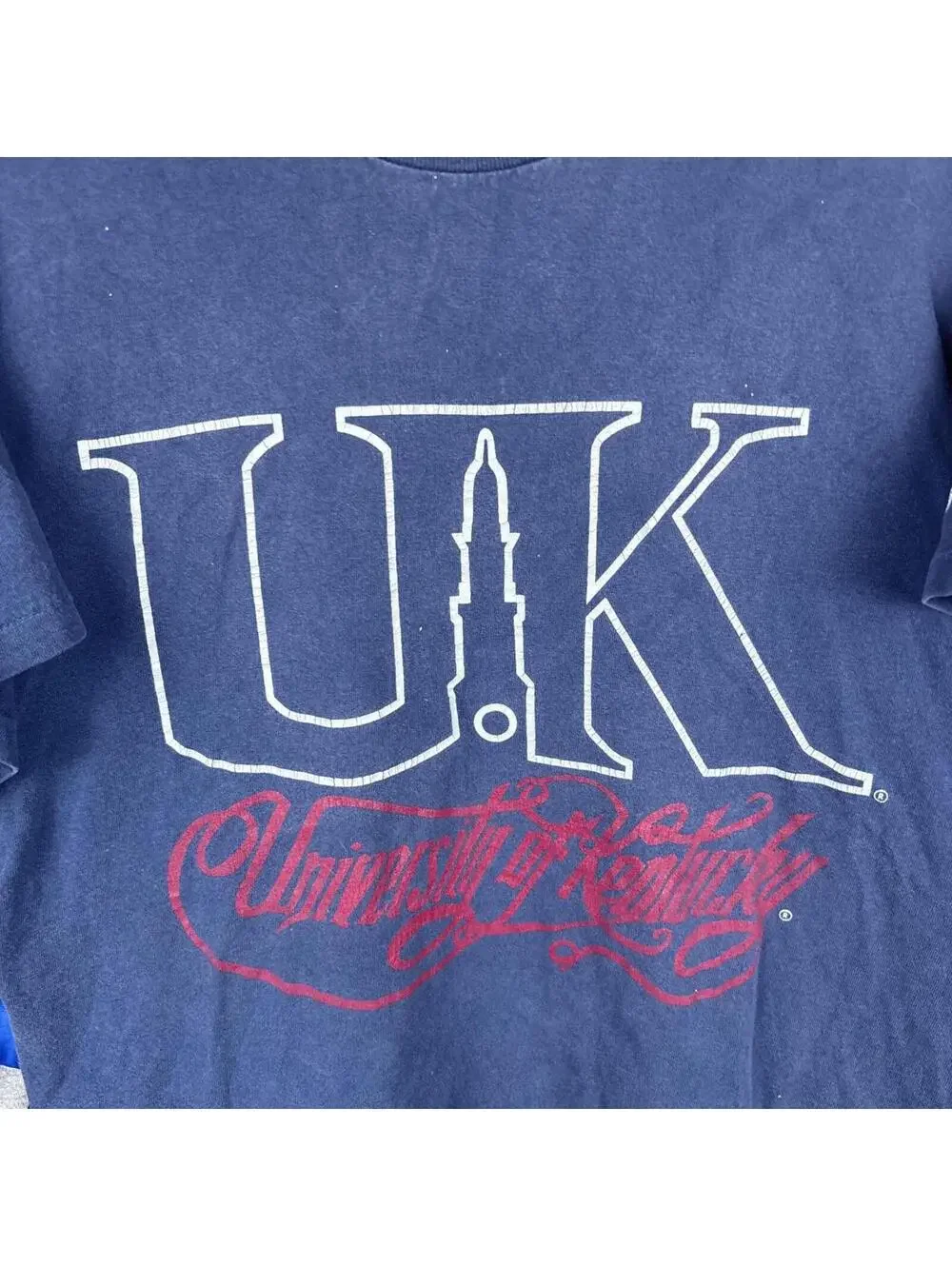 Vintage 90s University of Kentucky UK Wildcats Tee Navy Champion Script Logo M - Picture 2 of 5